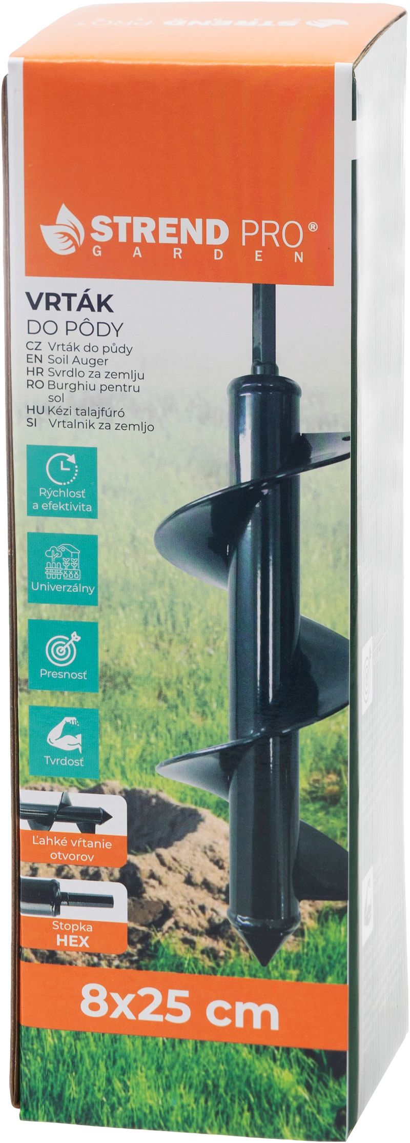 Vrták Strend Pro, do zeme, na skrutkovač, 8x25 cm