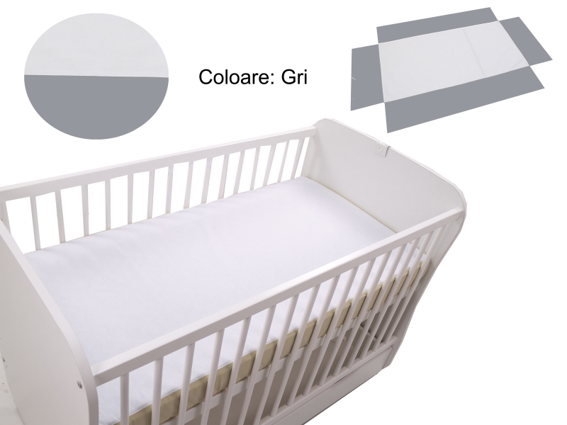 Cearceaf bebe Klups fara elastic gri 120x60 cm, bumbac 100%