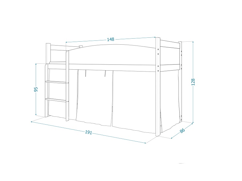 Pat supraetajat pentru copii MyKids Twist Princess Castle 184x80 cm