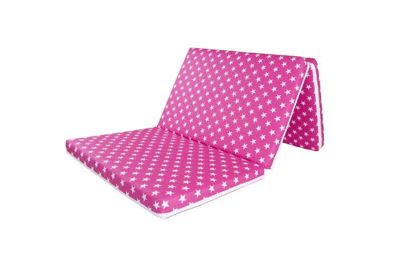 Saltea Pliabila Spuma Poliuretanica 120x60x5 cm - Pink Stars Spuma