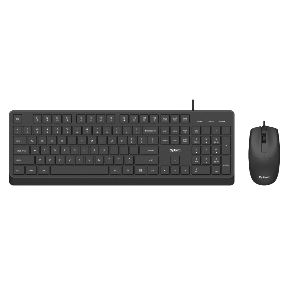 Kit Tastatura + Mouse OptimX Pro KM500, Top Quality, Slim, Silent click, Graphite black cu fir, US Layout, USB NewTechnology Media