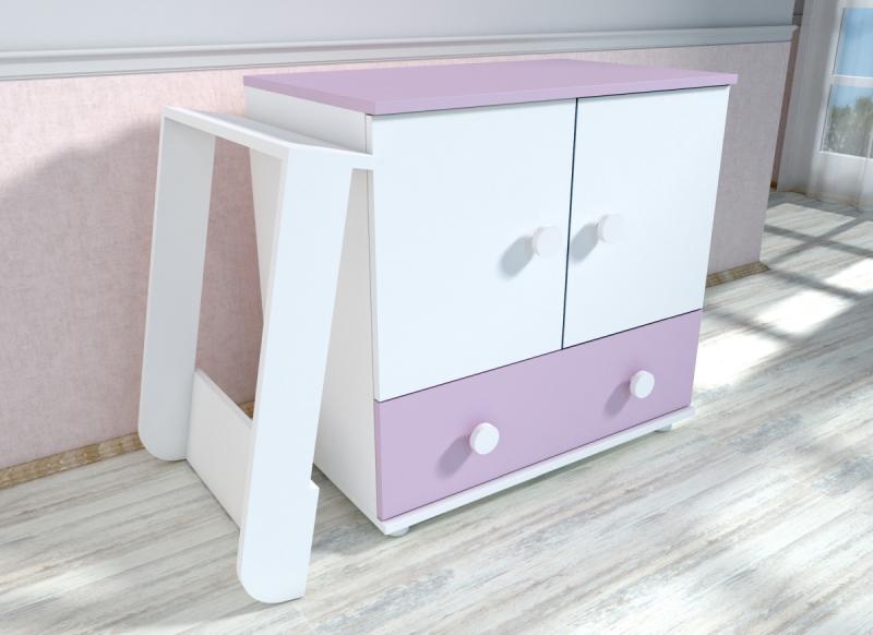 Set mobilier cameră bebe MyKids HAPPY cu pătuț, comodă și saltea cocos