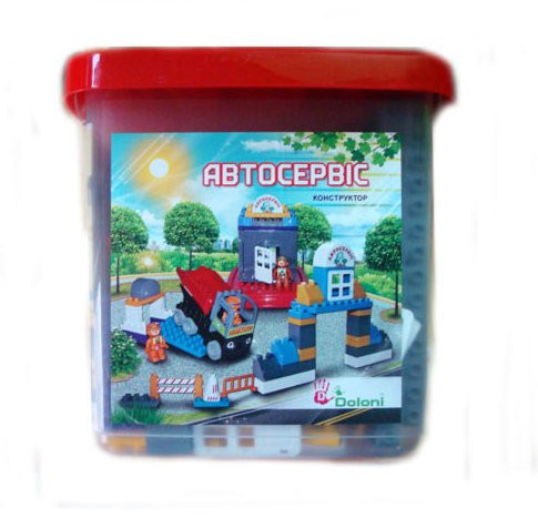 Cuburi de construcție Car Service cu 86 piese și cutie plastic