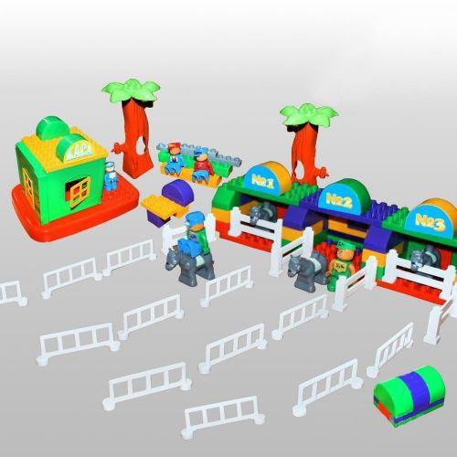 Cuburi de construcție Hipodrom pentru copii, 119 piese, multicolor