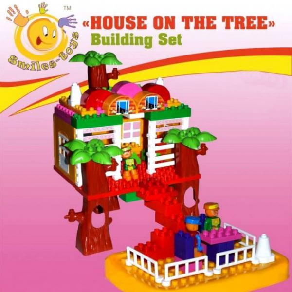 Cuburi de constructie Casa in copac, 85 piese, plastic, 3 ani+