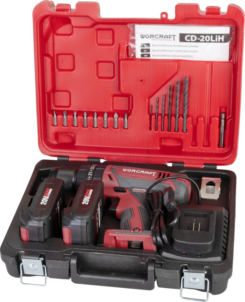 Masina de gaurit si insurubat Worcraft CD-20LiH 20V, 2x Li-Ion 2.0Ah, set