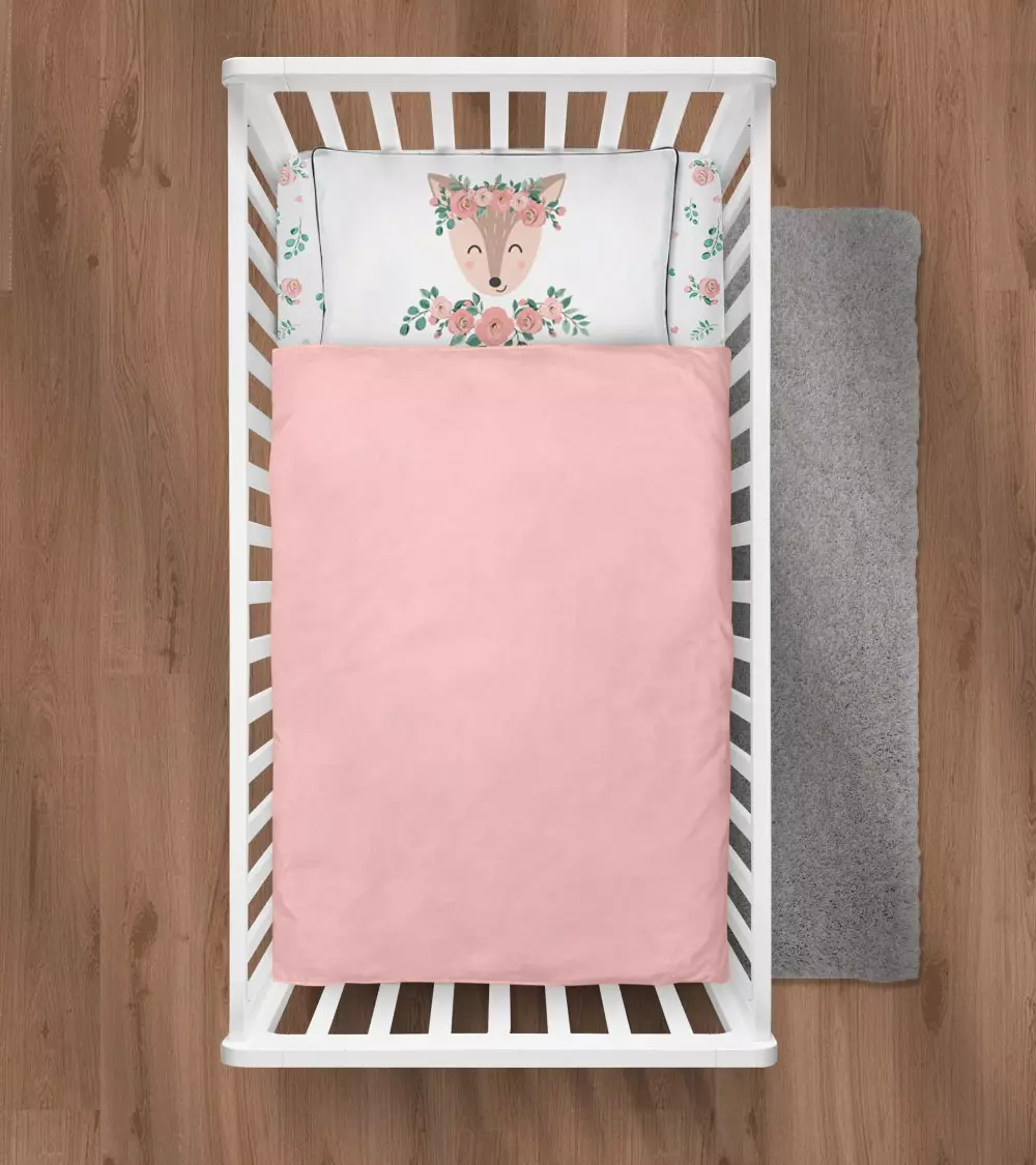 Lenjerie de pat bebe 2 piese KLUPS Nature&Love Rose din bumbac