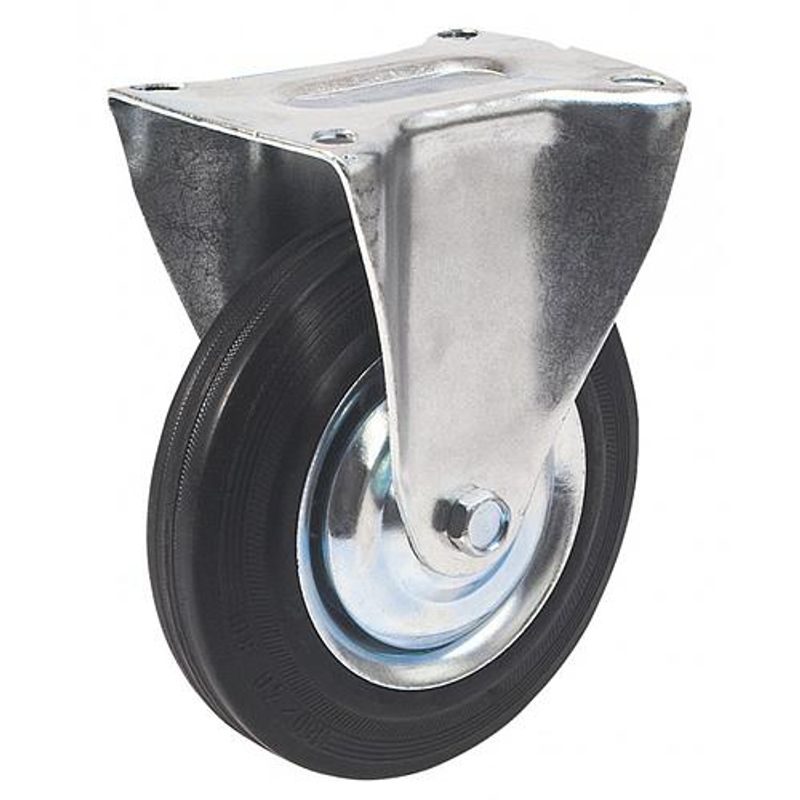 Roată fixă Renost 75 mm cu suport zincat și bandaj gri