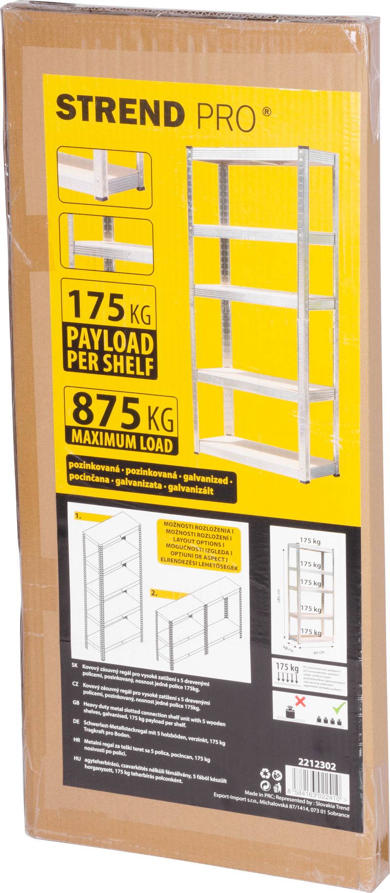 Raft metalic cu 5 polite MDF, 180x90x40 cm, 175 kg/polita