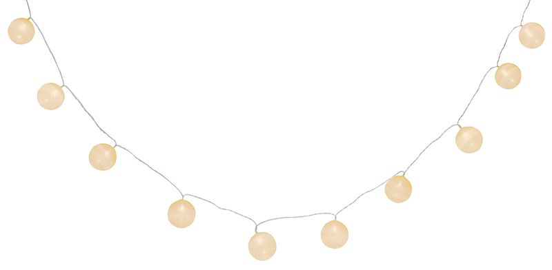Reťaz MagicHome Cotton Balls White, 10x LED teplá biela, PE/bavlna, 2xAA, jednoduché svietenie, osvetlenie, L-1,35 m
