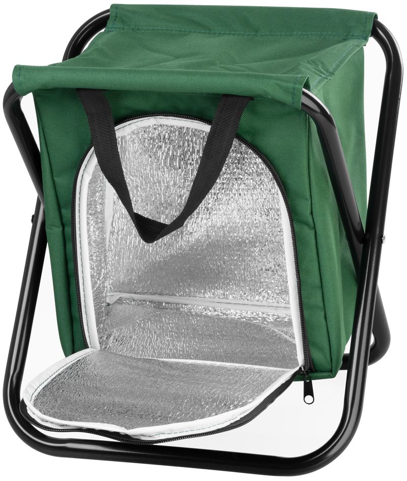 Scaun camping pliabil Strend Pro verde, cu geantă frigorifică, 150 kg