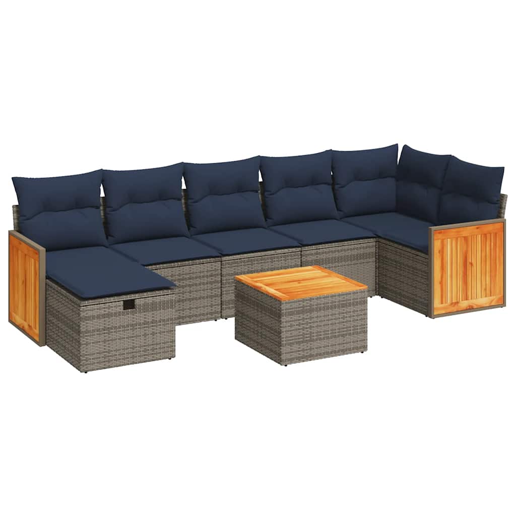 Set canapele de grădină cu perne, 8 piese, gri, poliratan GartenMobel Dekor