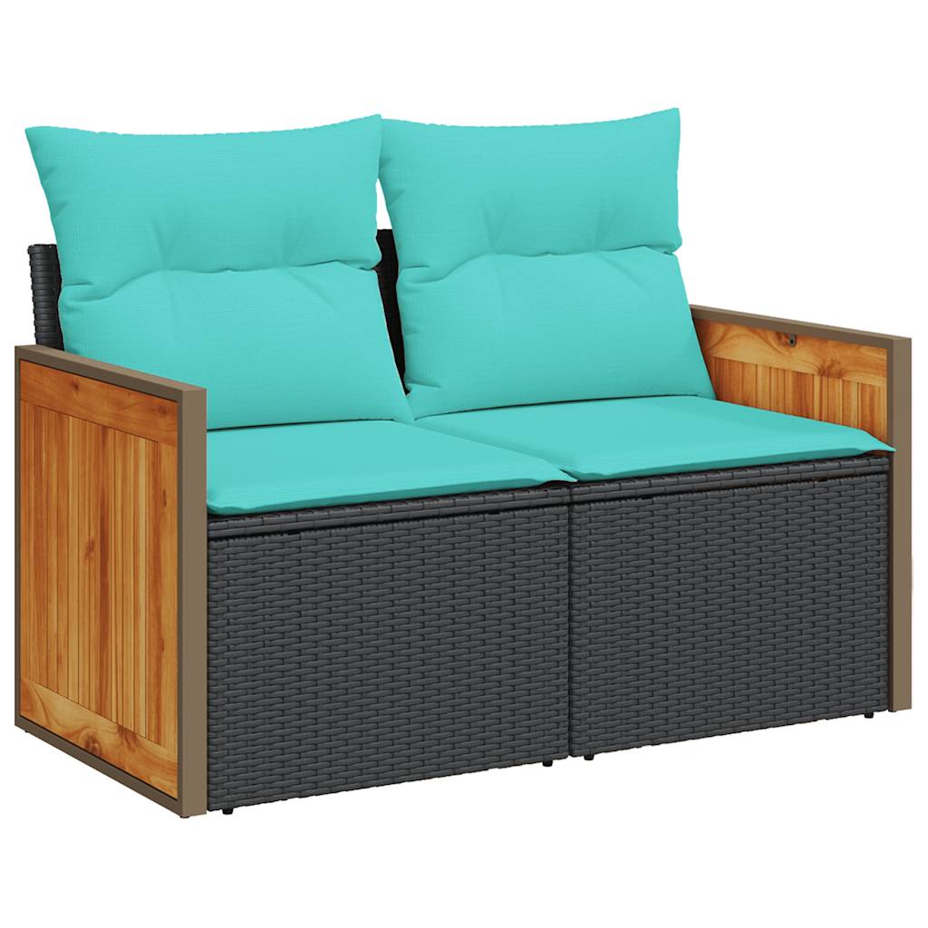 Set mobilier de grădină cu perne, 6 piese, negru, poliratan GartenMobel Dekor