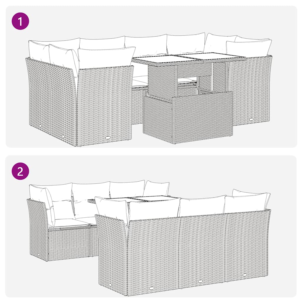 Set canapele de grădină cu perne, 7 piese, maro, poliratan GartenMobel Dekor