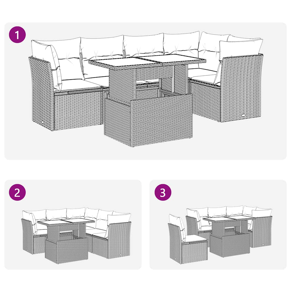 Set mobilier grădină cu perne 6 piese gri poliratan/lemn acacia GartenMobel Dekor