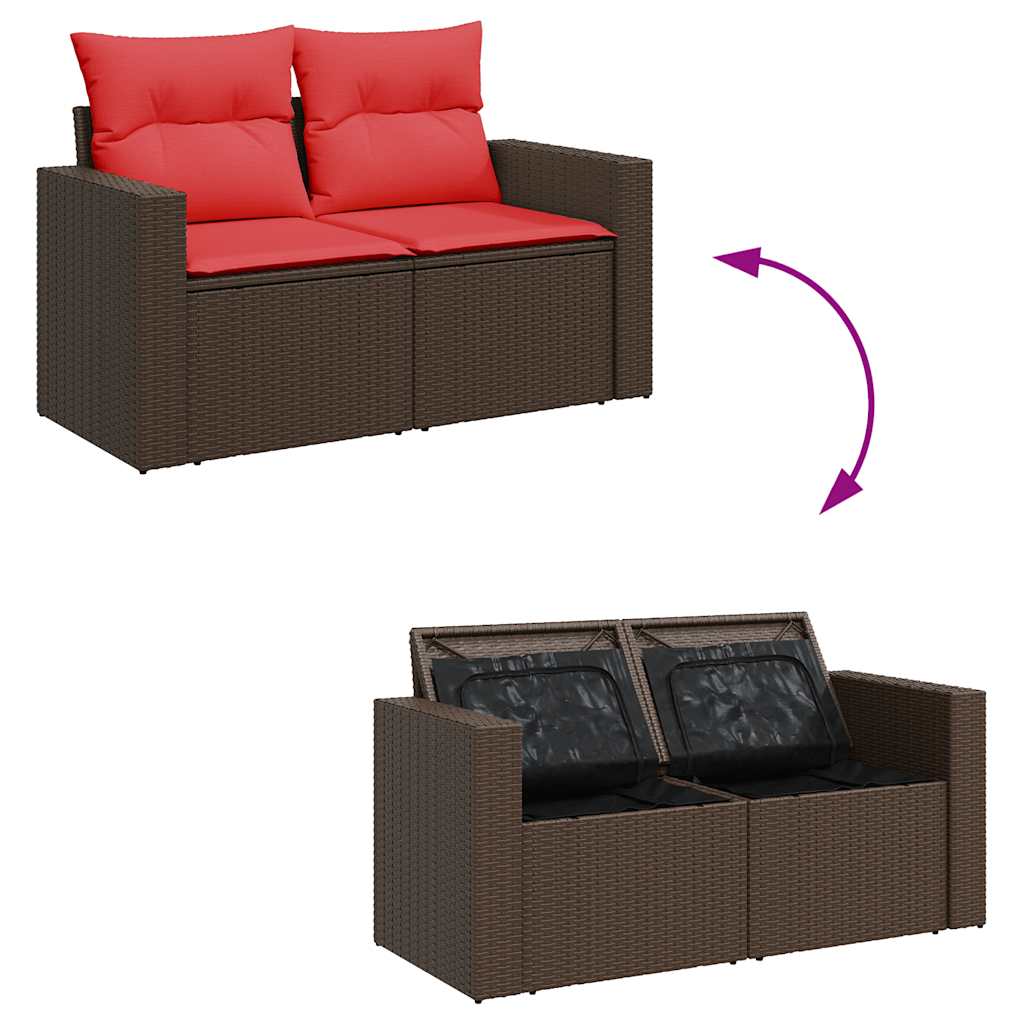 Set canapele de grădină cu perne, 9 piese, maro, poliratan GartenMobel Dekor