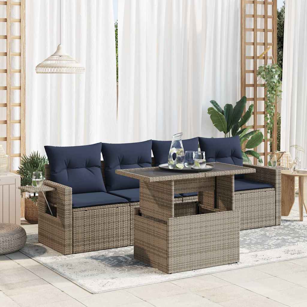 Set mobilier de grădină cu perne, 5 piese,poliratan GartenMobel Dekor