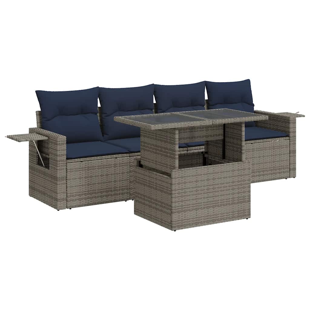 Set mobilier de grădină cu perne, 5 piese,poliratan GartenMobel Dekor