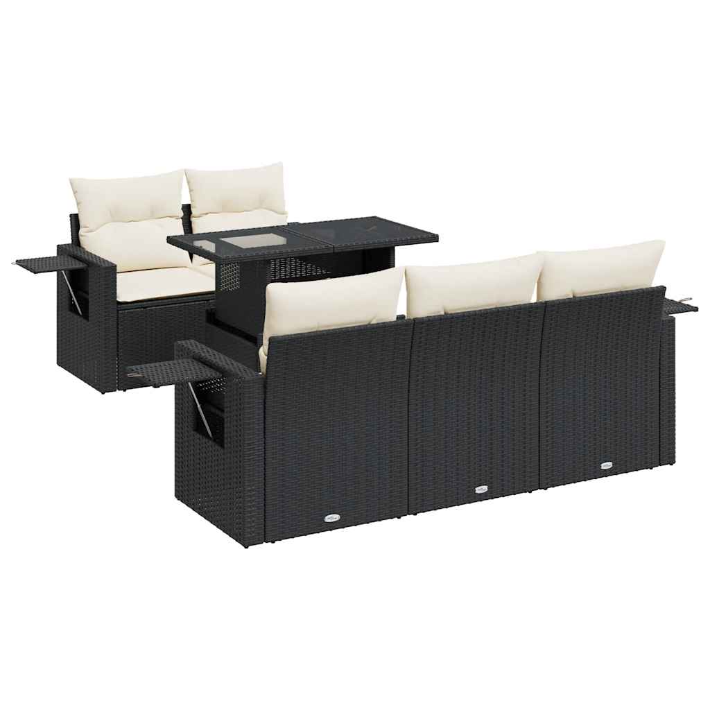Set mobilier de grădină cu perne, 6 piese, negru, poliratan GartenMobel Dekor