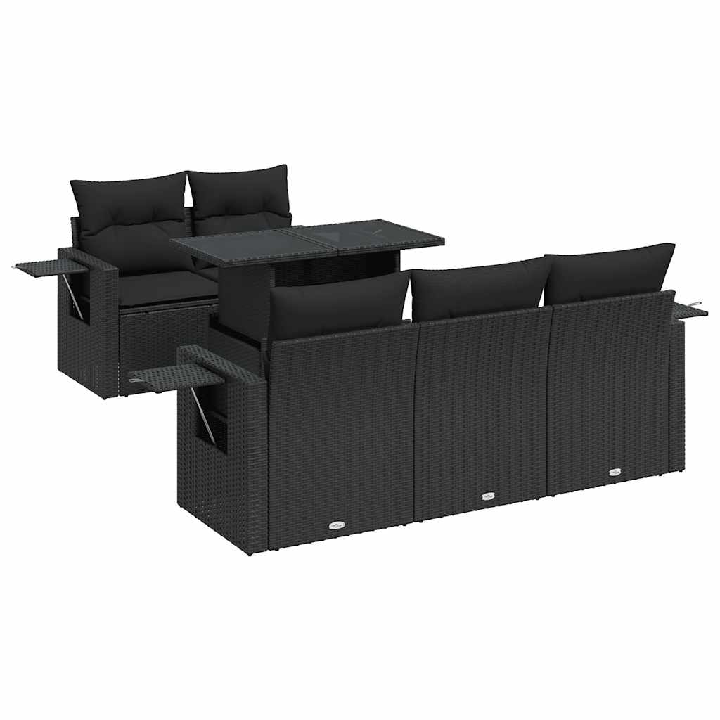 Set mobilier de grădină cu perne, 6 piese, negru, poliratan GartenMobel Dekor