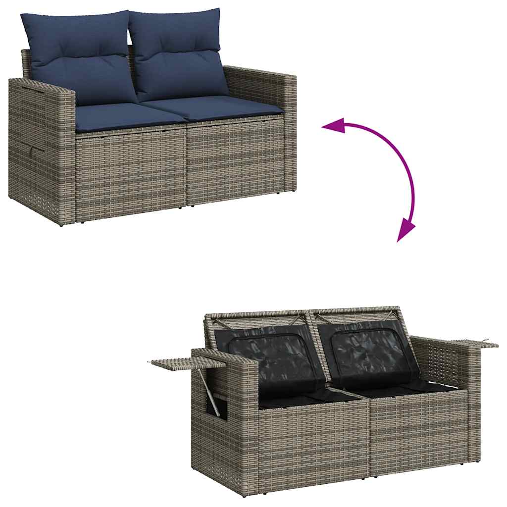 Set mobilier grădină perne 9 piese gri poliratan/lemn acacia GartenMobel Dekor