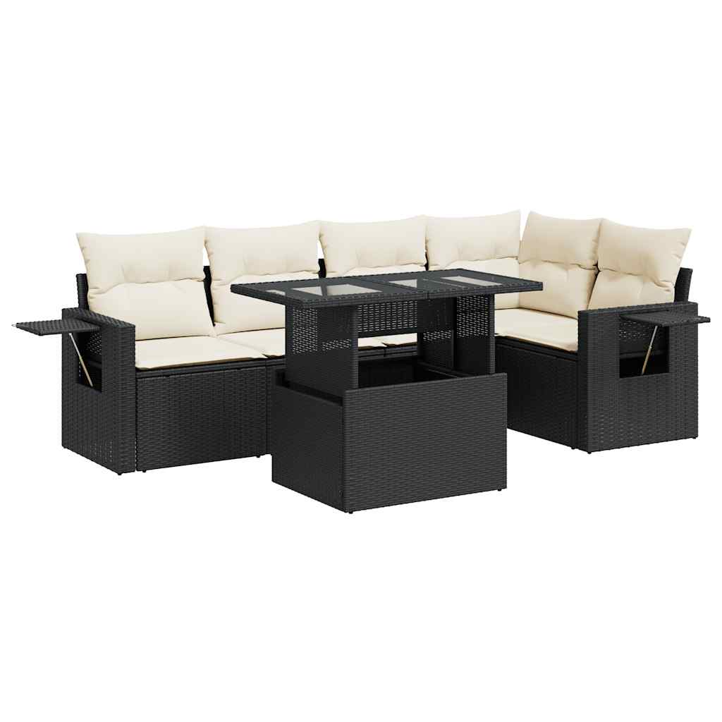 Set mobilier de grădină cu perne, 6 piese, negru, poliratan GartenMobel Dekor