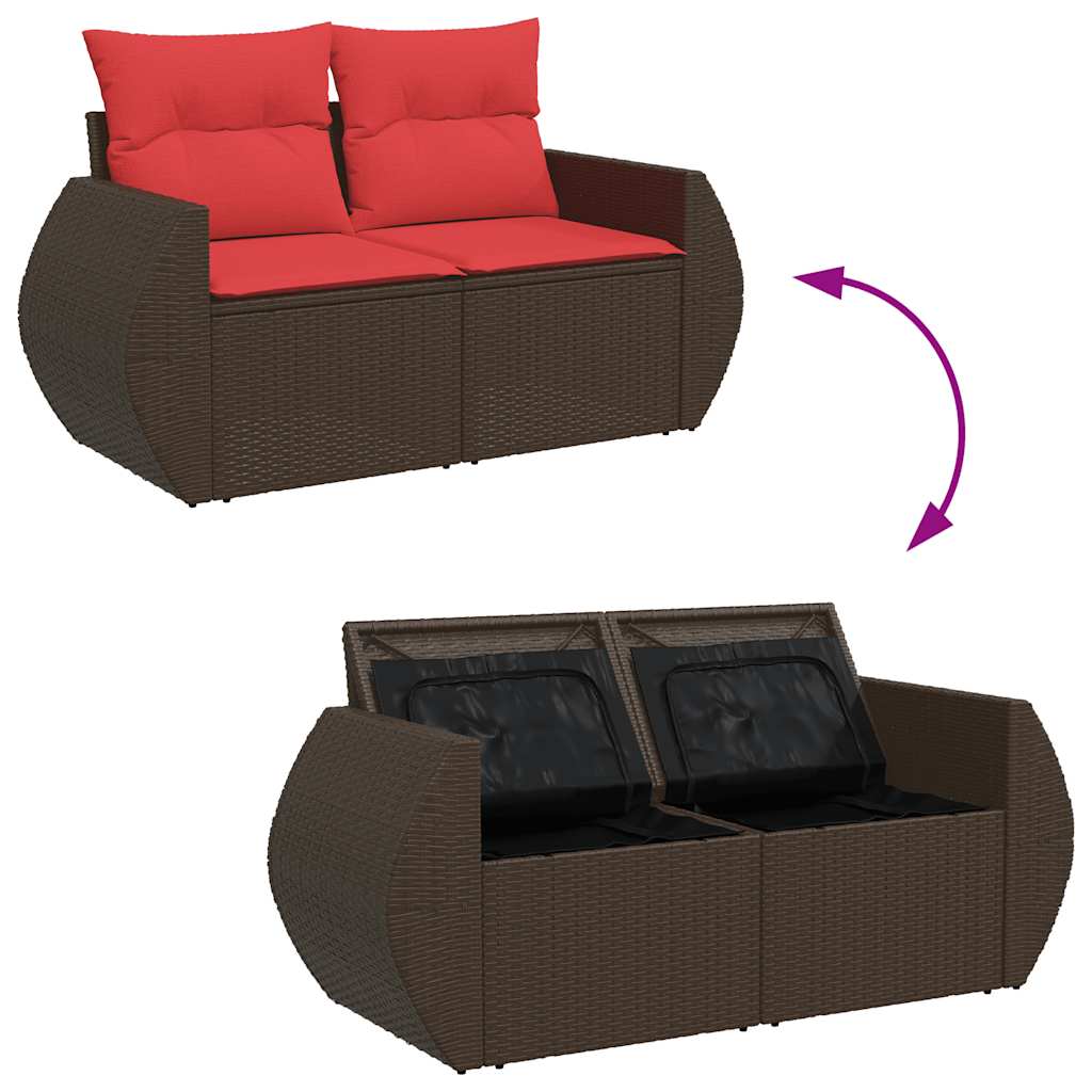 Set canapele de grădină cu perne, 10 piese, maro, poliratan GartenMobel Dekor