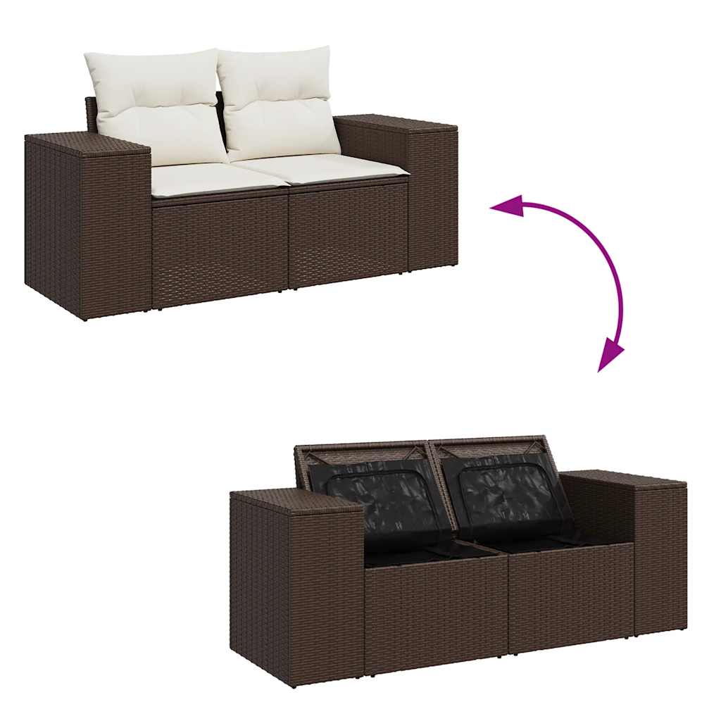 Set canapele de grădină cu perne, 5 piese, maro, poliratan GartenMobel Dekor
