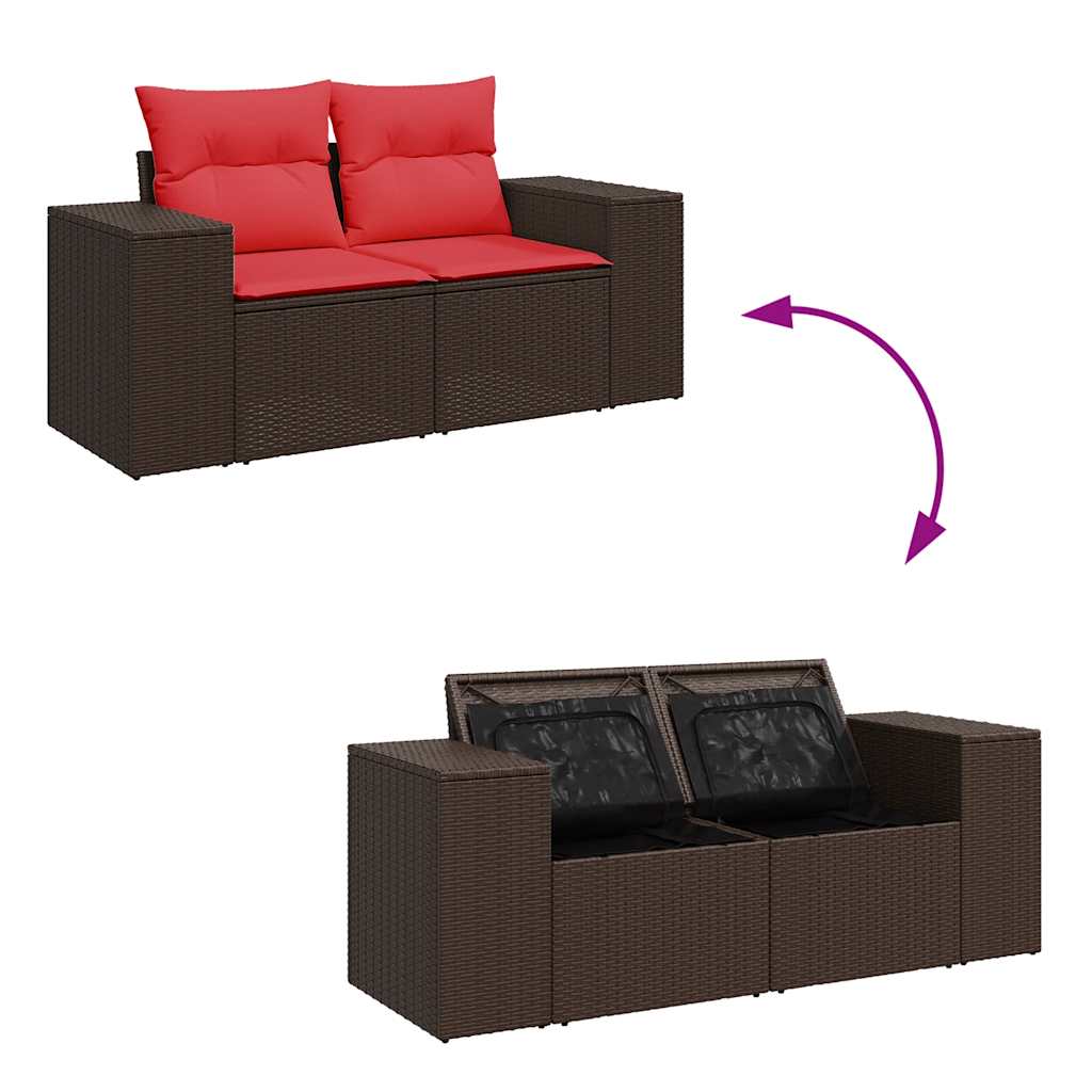Set canapele de grădină cu perne, 6 piese, maro, poliratan GartenMobel Dekor