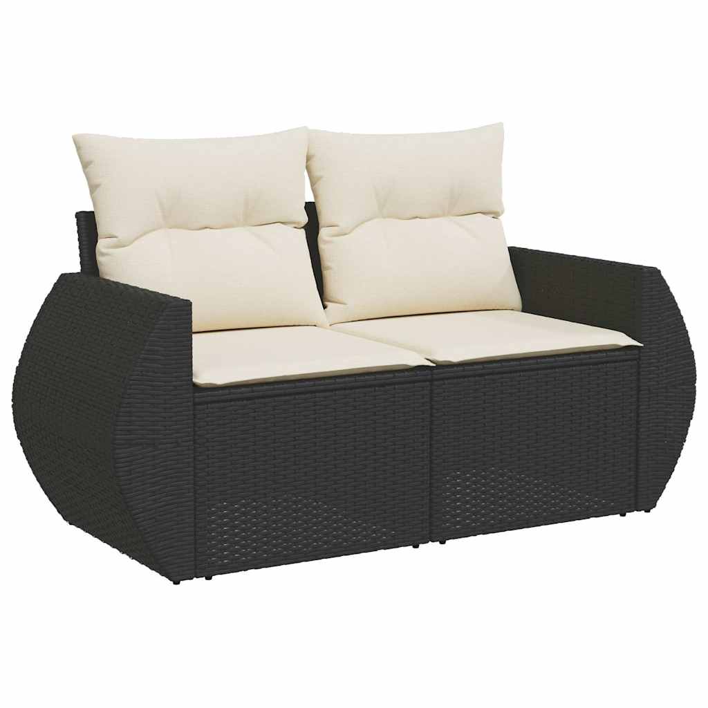 Set mobilier de grădină cu perne, 8 piese, negru, poliratan GartenMobel Dekor