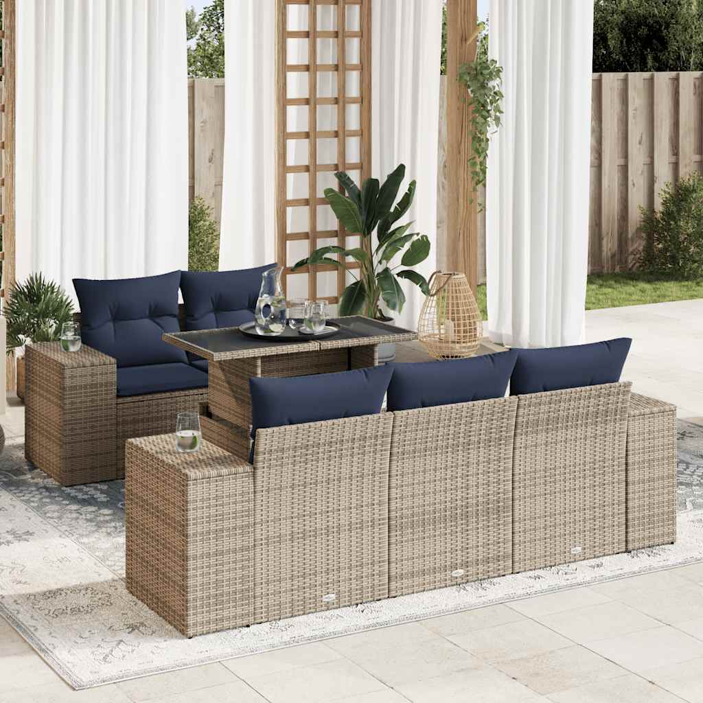 Set mobilier grădină cu perne 6 piese gri poliratan/lemn acacia GartenMobel Dekor