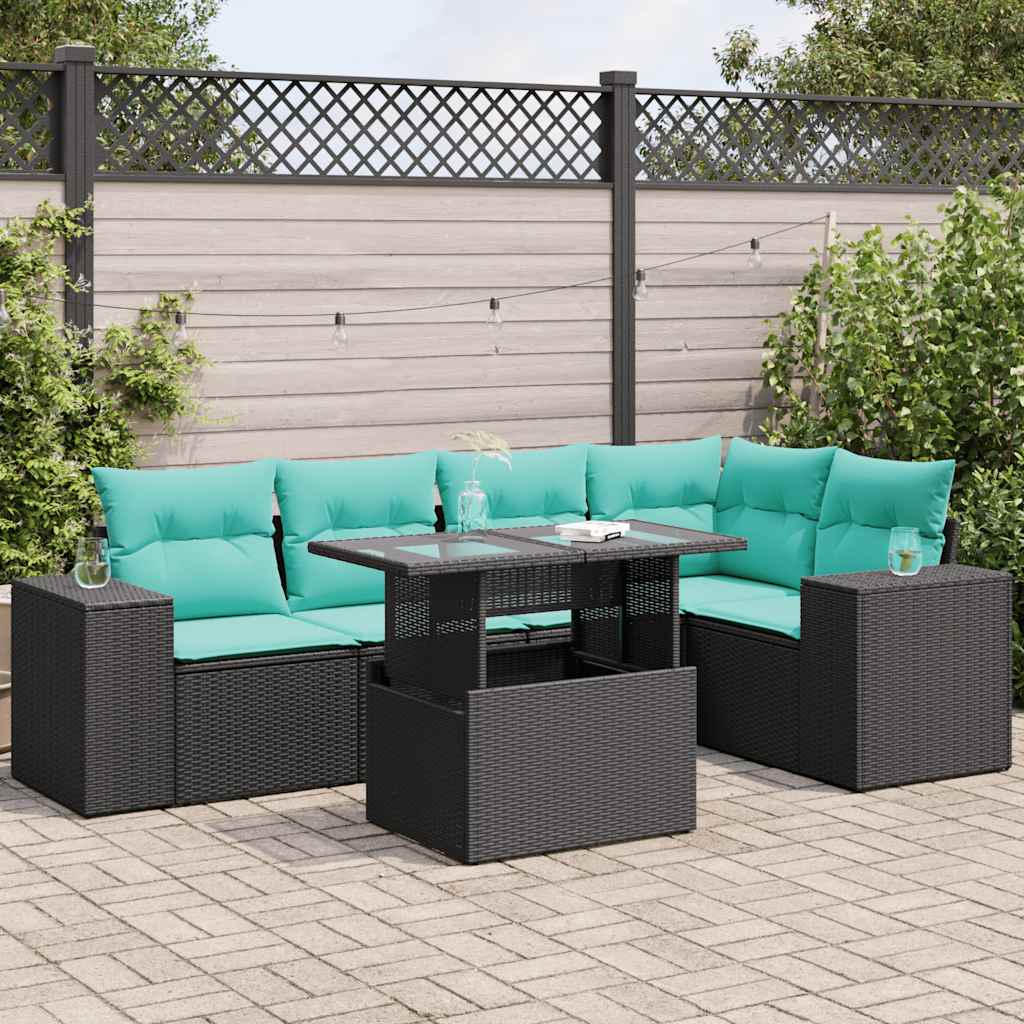 Set mobilier de grădină cu perne, 6 piese,poliratan/lemn acacia GartenMobel Dekor