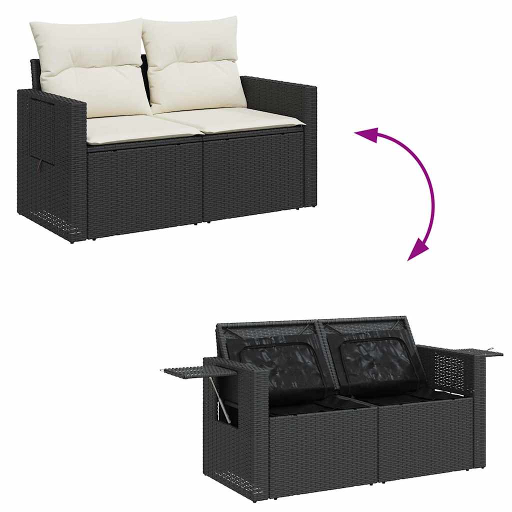 Set mobilier de grădină cu perne, 5 piese, negru, poliratan GartenMobel Dekor