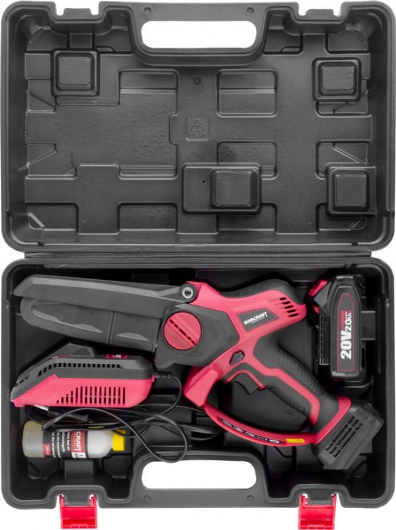 Mini drujbă cu acumulator Worcraft 20V, brushless, lamă 15 cm, set