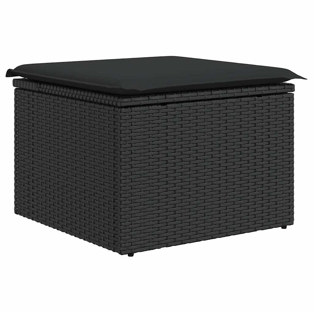 Set mobilier de grădină cu perne, 9 piese, negru, poliratan GartenMobel Dekor