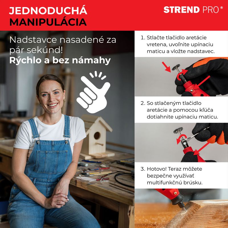 Brúska Strend Pro, mini, priama, vŕtanie a brúsenie, 130 W, s príslušenstvom, 210ks