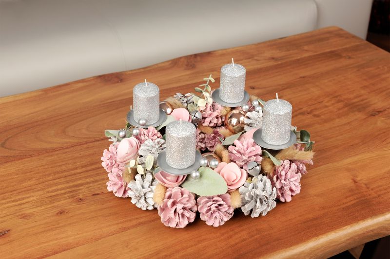 Coronita advent roz MagicHome pentru Craciun, decor elegant 30 cm