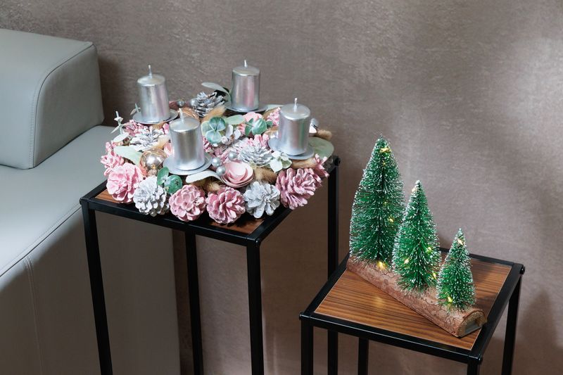 Coronita advent roz MagicHome pentru Craciun, decor elegant 30 cm