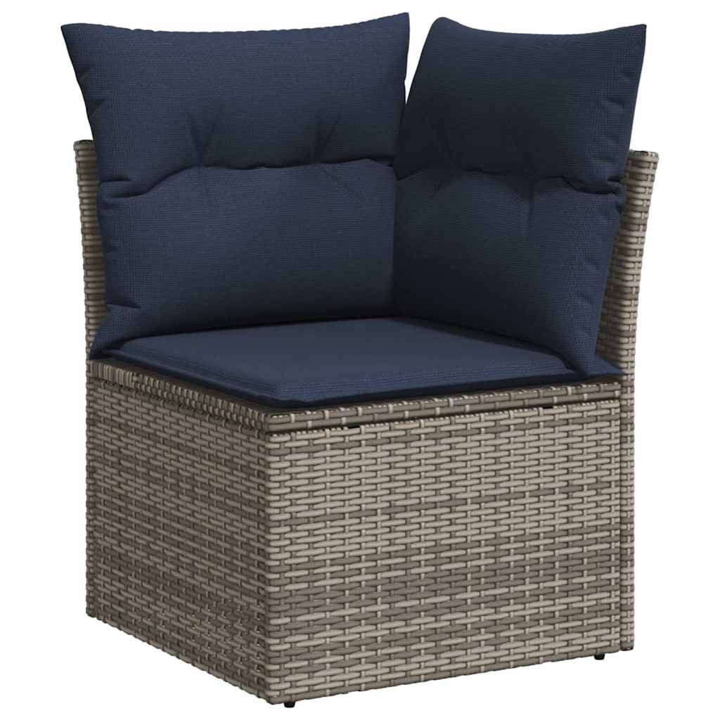Set mobilier de grădină cu perne, 10 piese, gri, poliratan GartenMobel Dekor