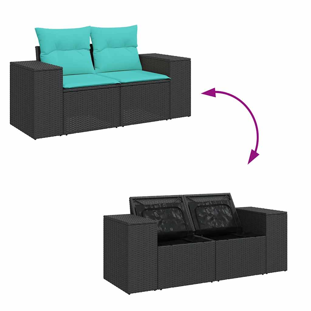Set mobilier de grădină cu perne, 9 piese, negru, poliratan GartenMobel Dekor