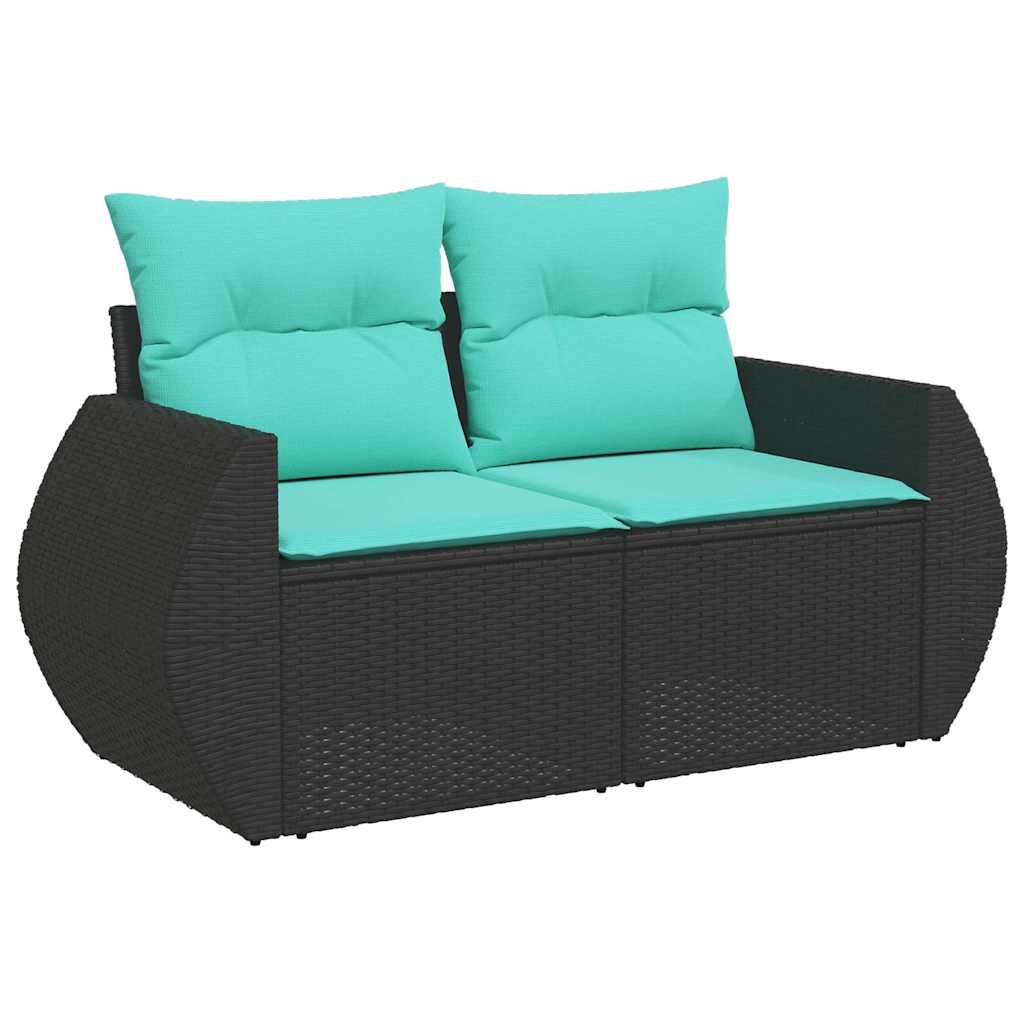 Set mobilier de grădină cu perne, 9 piese, negru, poliratan GartenMobel Dekor