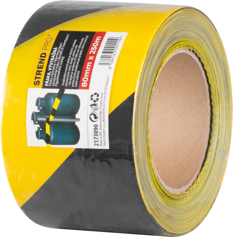 Bandă de avertizare Strend Pro PE 80 mm x 250 m galben-negru