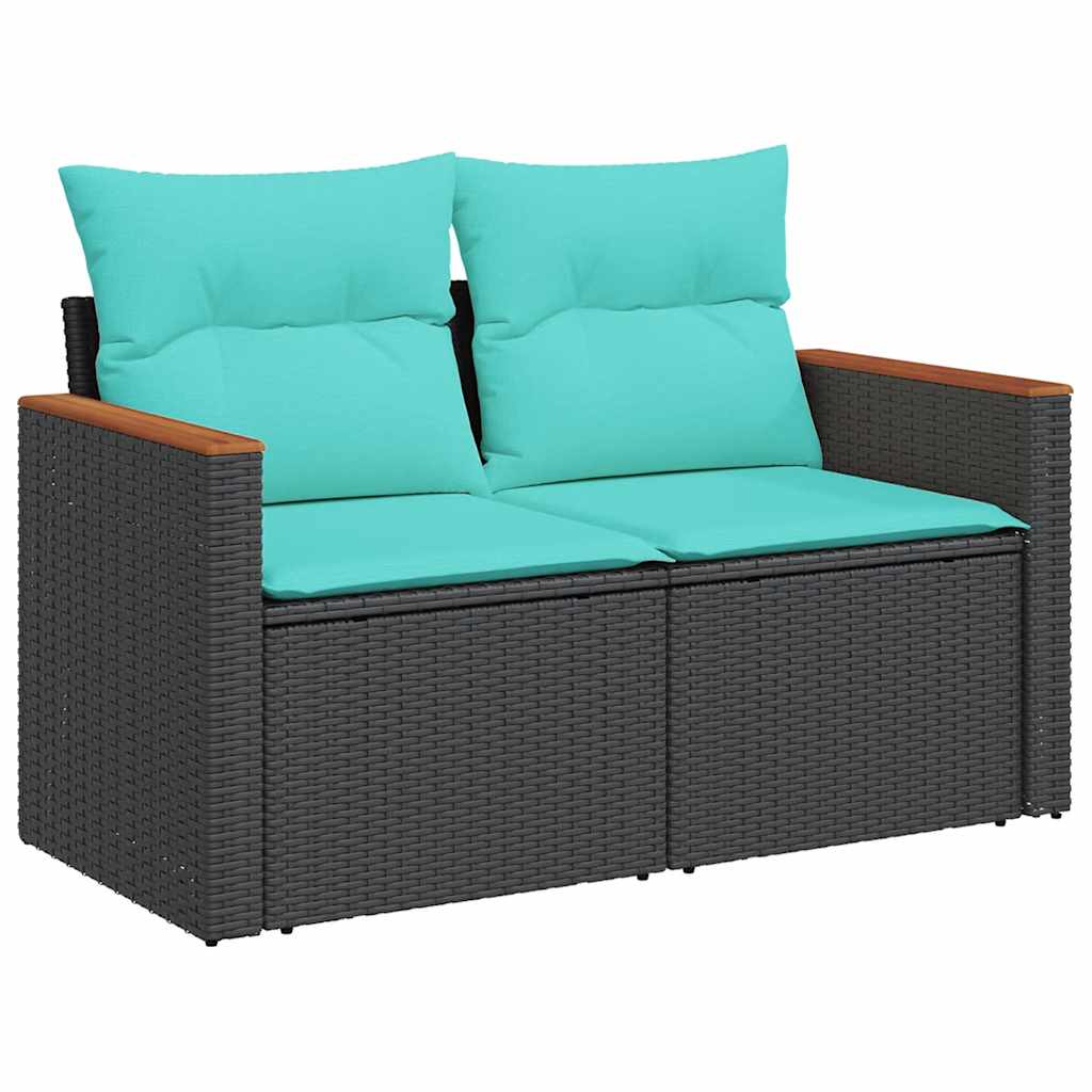 Set mobilier de grădină cu perne, 6 piese, negru, poliratan GartenMobel Dekor