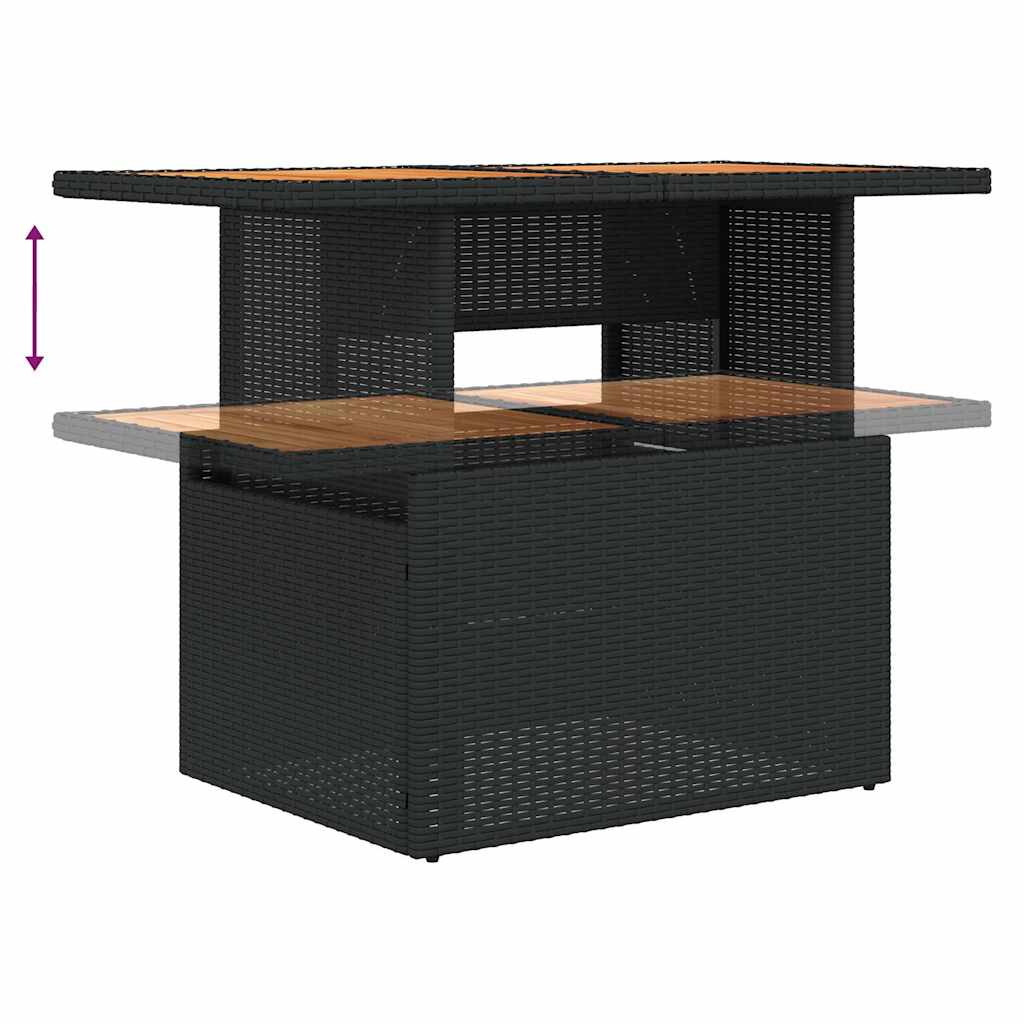 Set mobilier de grădină cu perne, 8 piese, negru, poliratan GartenMobel Dekor