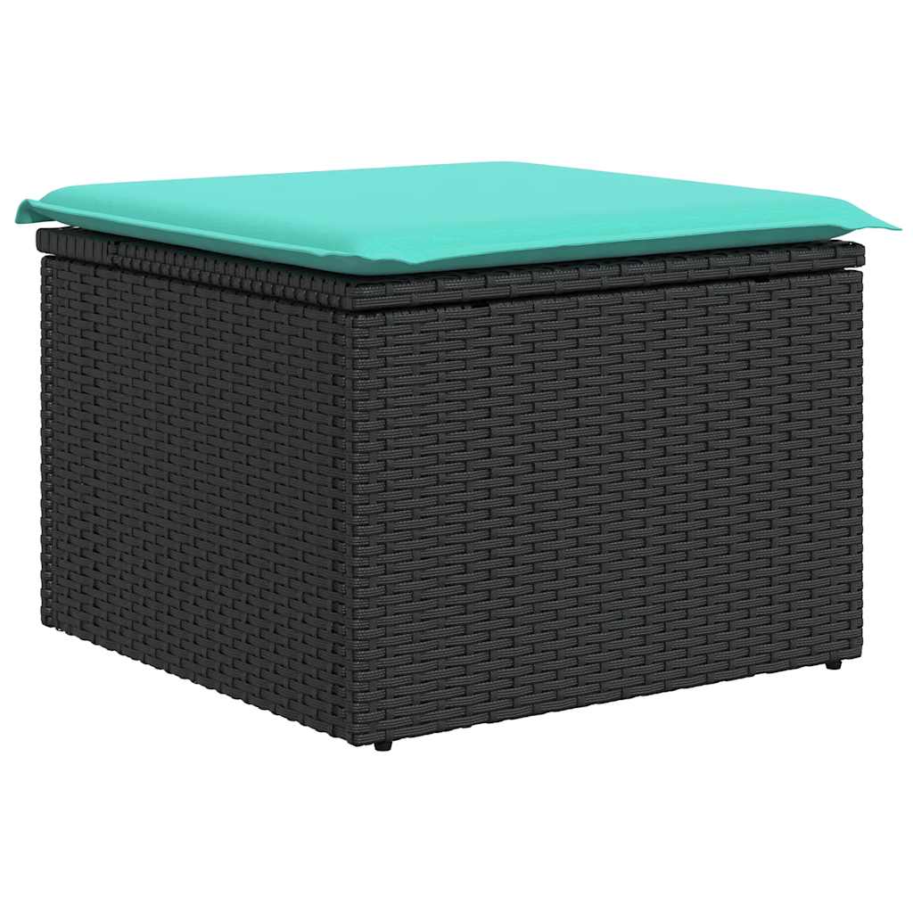 Set mobilier de grădină cu perne, 8 piese, negru, poliratan GartenMobel Dekor