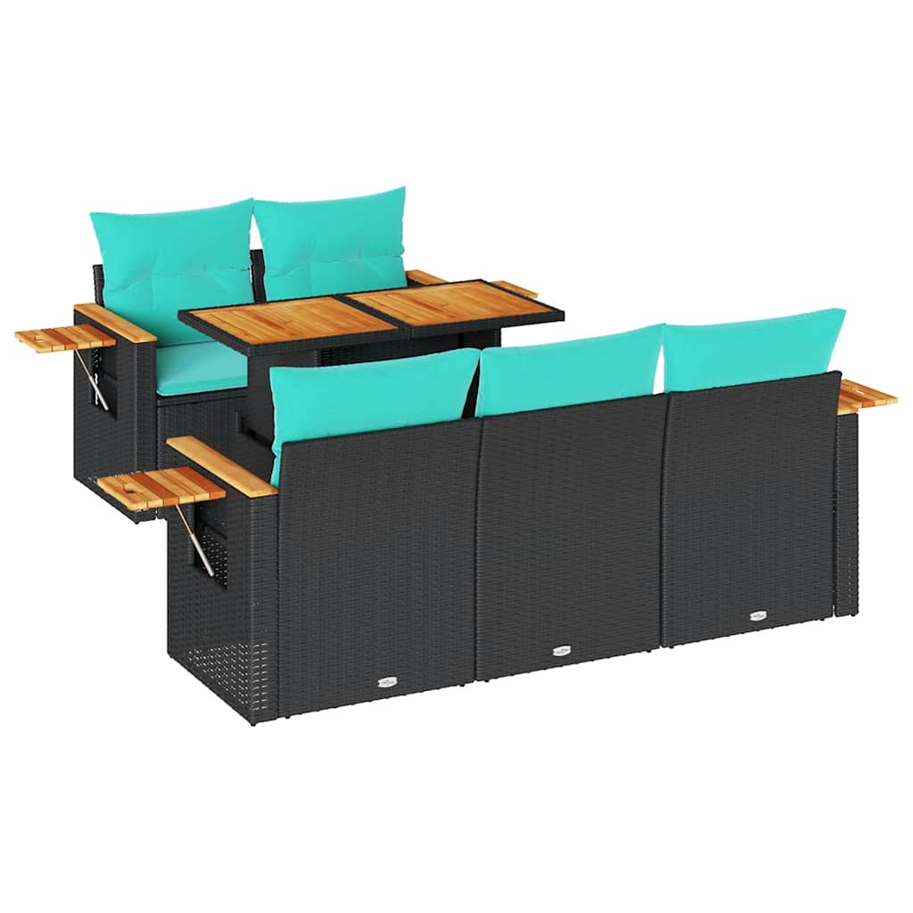 Set mobilier de grădină cu perne, 6 piese, negru, poliratan GartenMobel Dekor