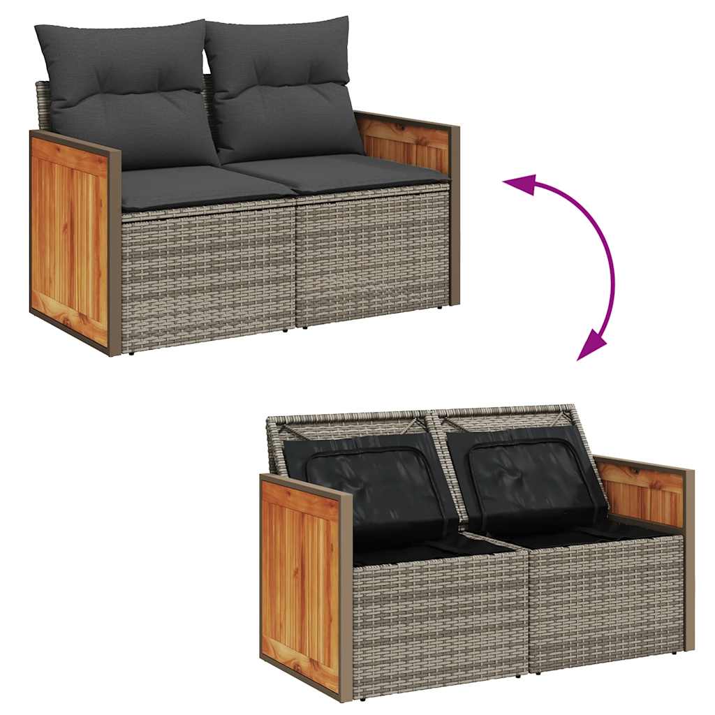 Set mobilier de grădină cu perne, 10 piese, gri, poliratan GartenMobel Dekor
