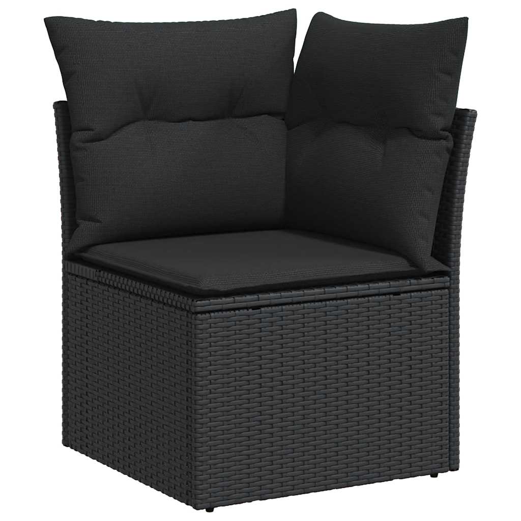 Set mobilier de grădină cu perne, 9 piese, negru, poliratan GartenMobel Dekor