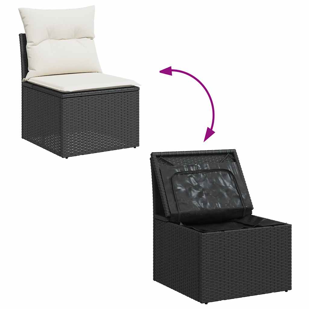 Set mobilier de grădină cu perne, 9 piese, negru, poliratan GartenMobel Dekor