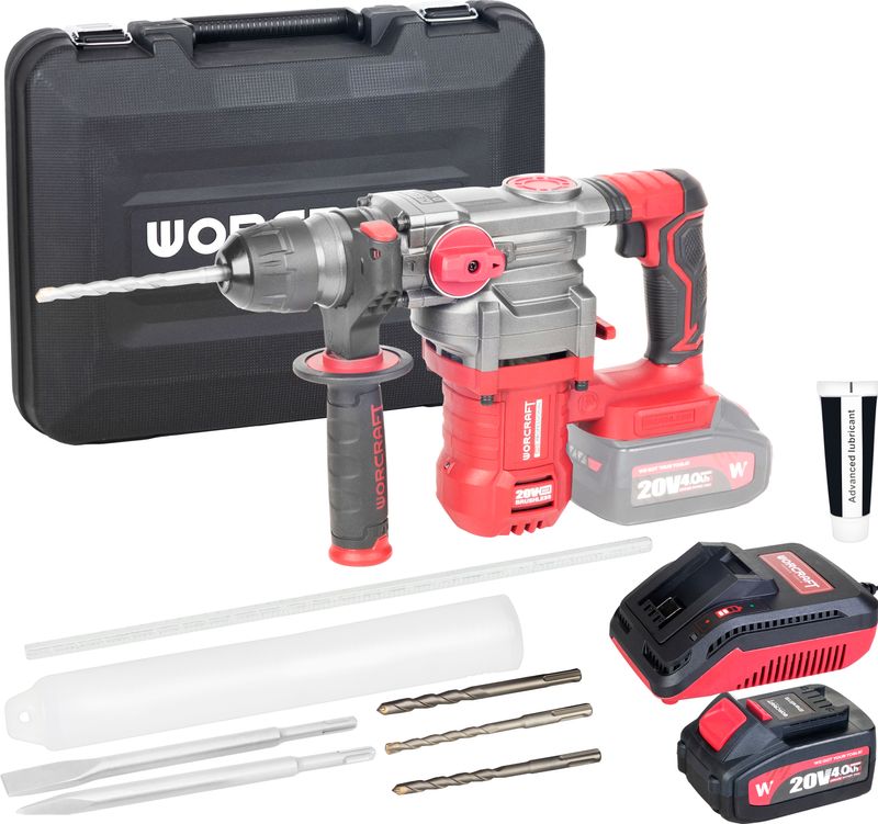 Ciocan rotopercutor Worcraft 20V Li-Ion SDS+ 4,5J, brushless, set